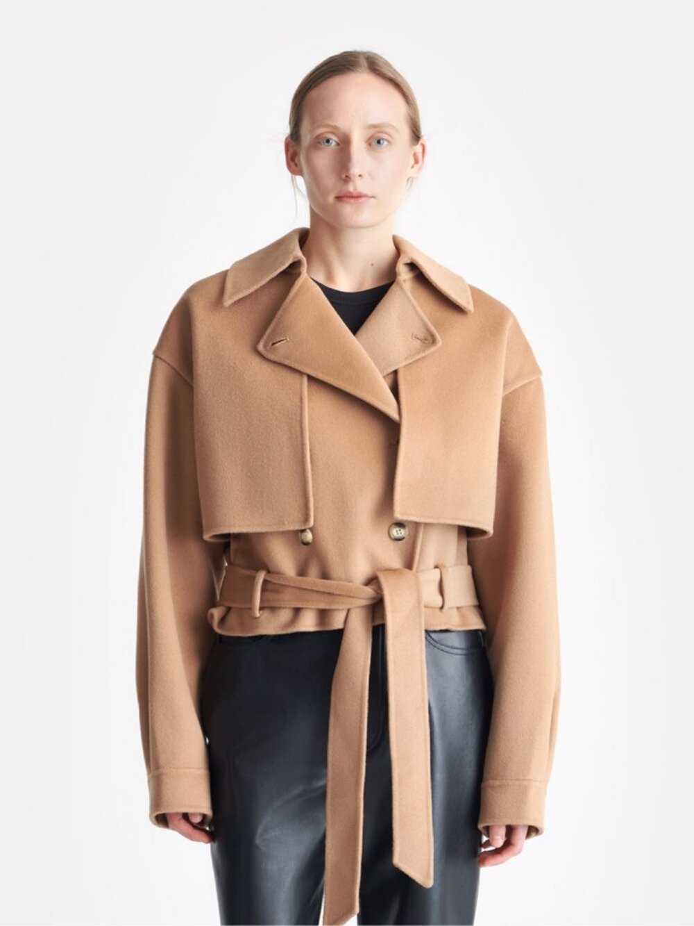 Nanushka Satoyo Cropped Trench Jacket – Camel, XS - Picture 3 of 6